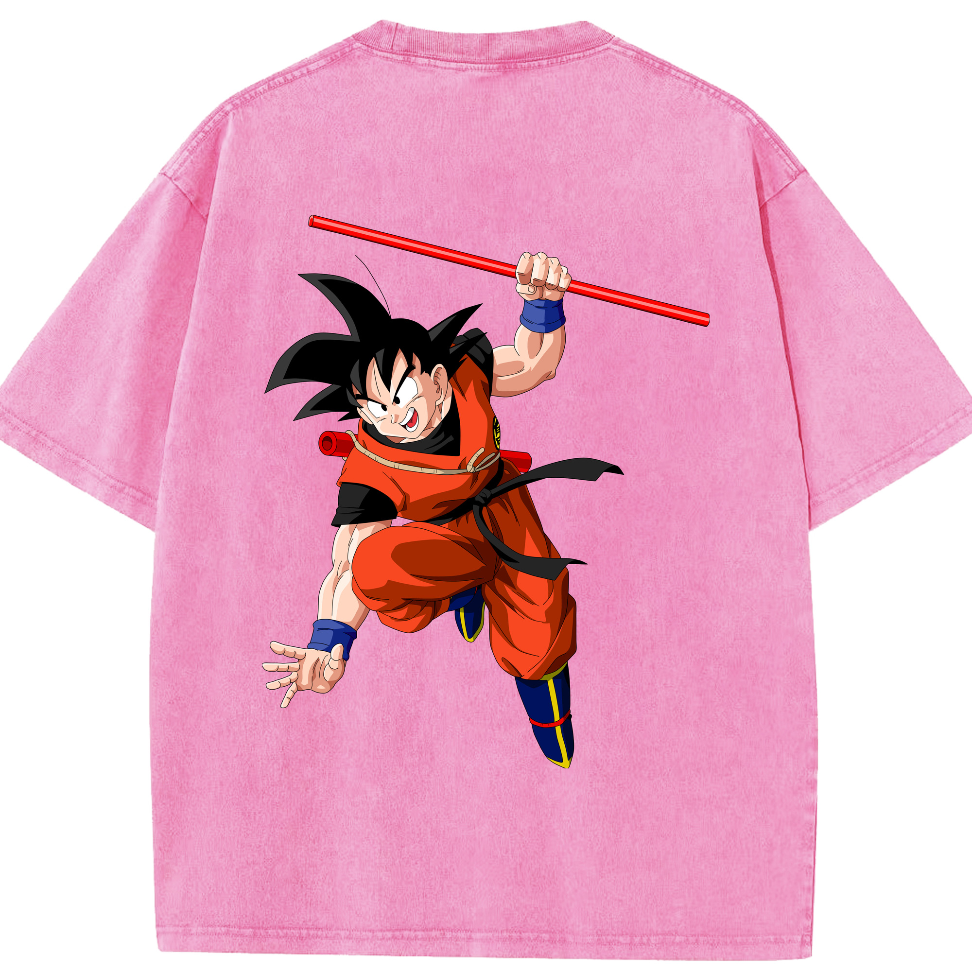 （画像用） ドラゴンボール 孫悟空（そん ごくう）Son Goku カカロット DRAGON BALL Kakarotto 綿100% ヴィンテージ風 半袖Tシャツ（背面プリント）